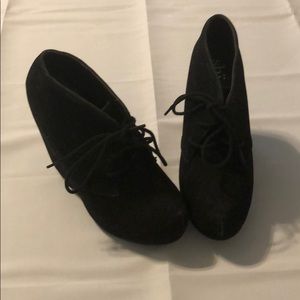 Black wedge booties